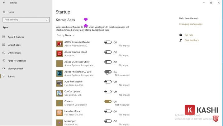 Tắt ứng dụng trong Startup