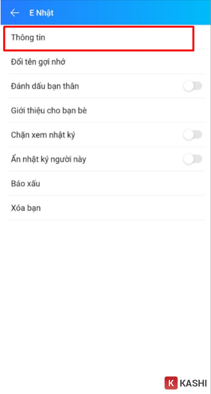 Chọn phần > Thông Tin