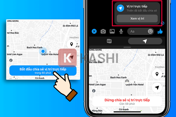 Bắt đầu chia sẻ vị trí trực tiếp