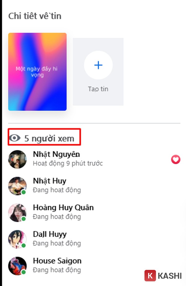 Danh sách người xem story