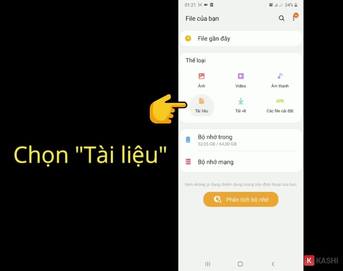 Ở phần "Thể loại", người dùng chọn “Tài liệu” 