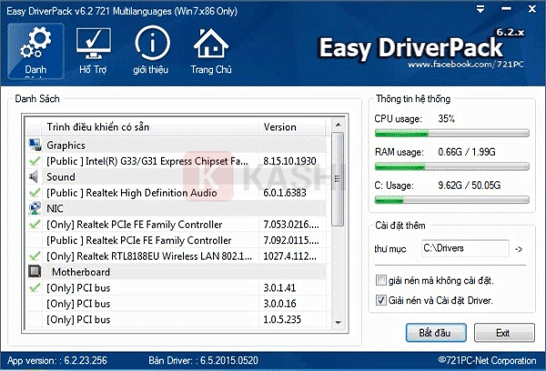 Bắt đầu cài đặt driver