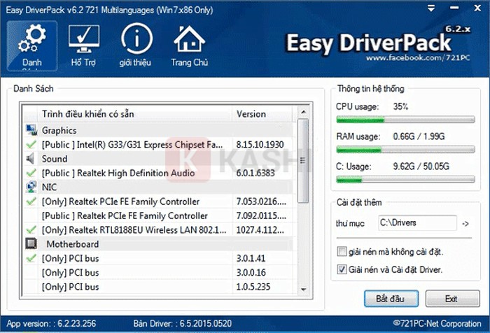 Cài đặt driver tự động