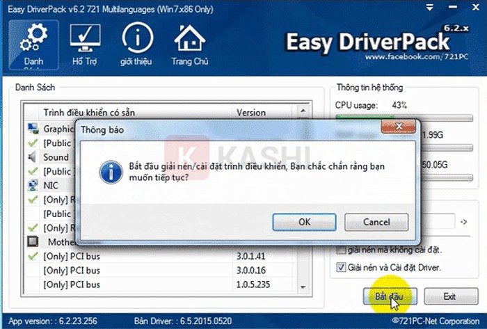 Xác nhận cài đặt driver