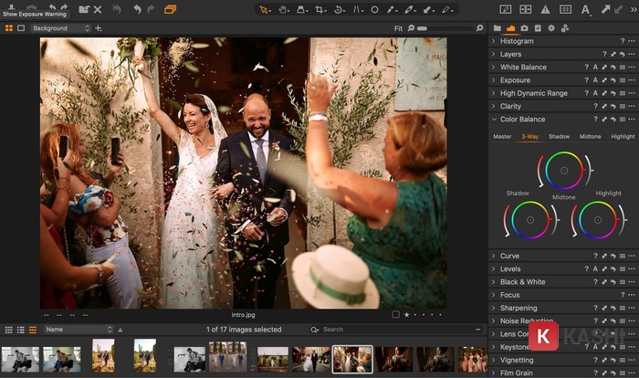 Giao diện làm việc của Capture One.
