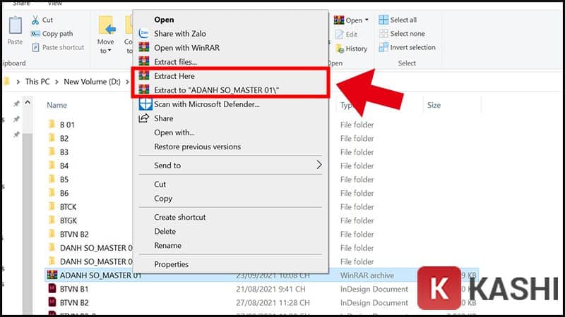 Giải nén file cài đặt