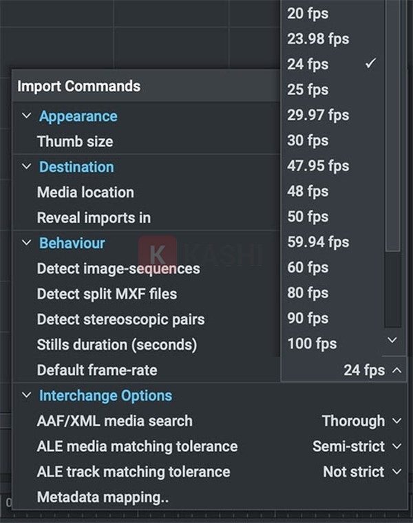 Thiết lập tỷ lệ khung hình mặc định