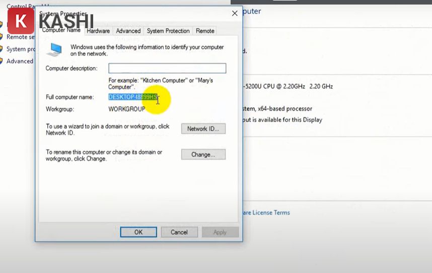 Sao chép tên máy tính