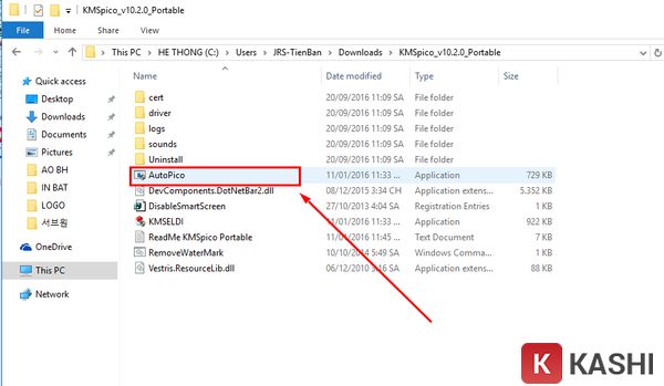 Kích hoạt bằng KMSpico