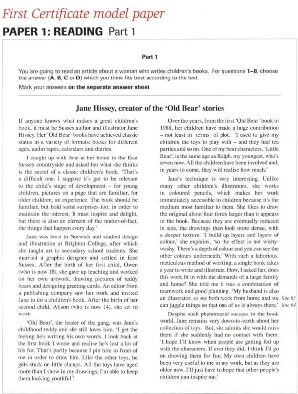 Mẫu đề thi Fce 2025