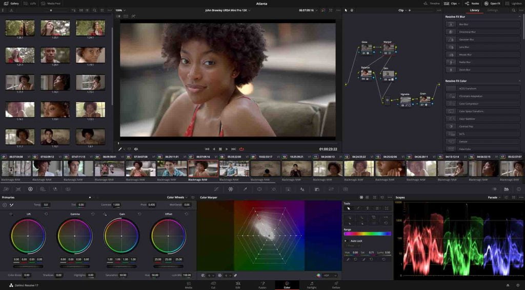 alt text: Giao diện phần mềm DaVinci Resolve Studio 18