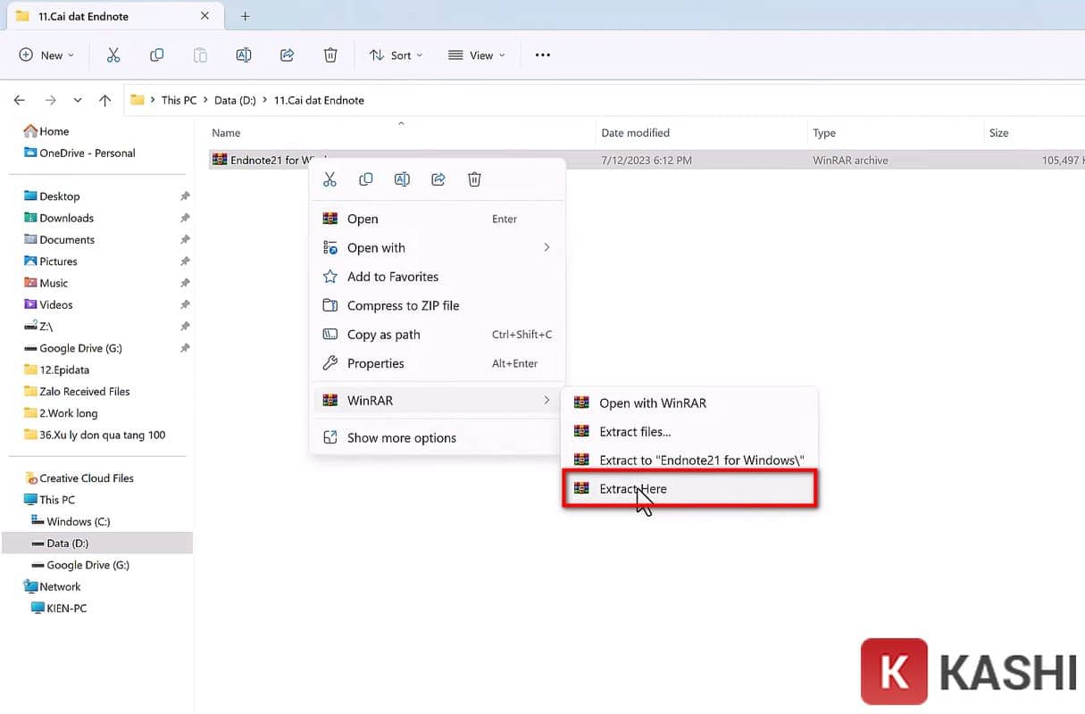 Giải nén EndNote 21