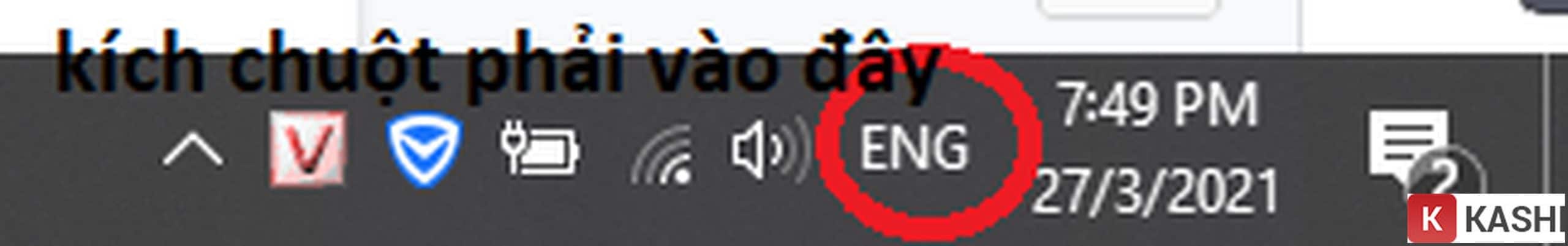 Click chuột phải vào ENG