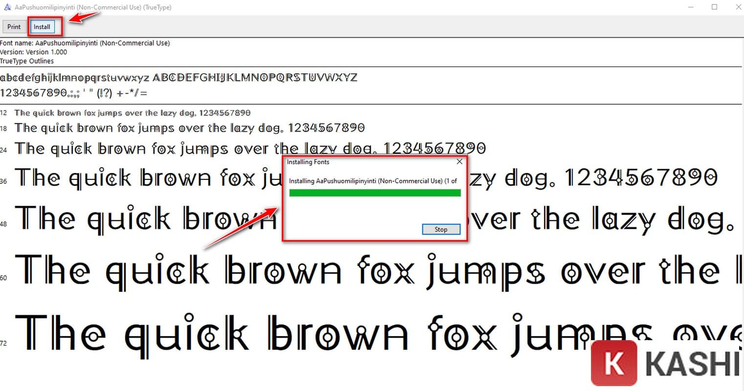 Cài đặt font chữ