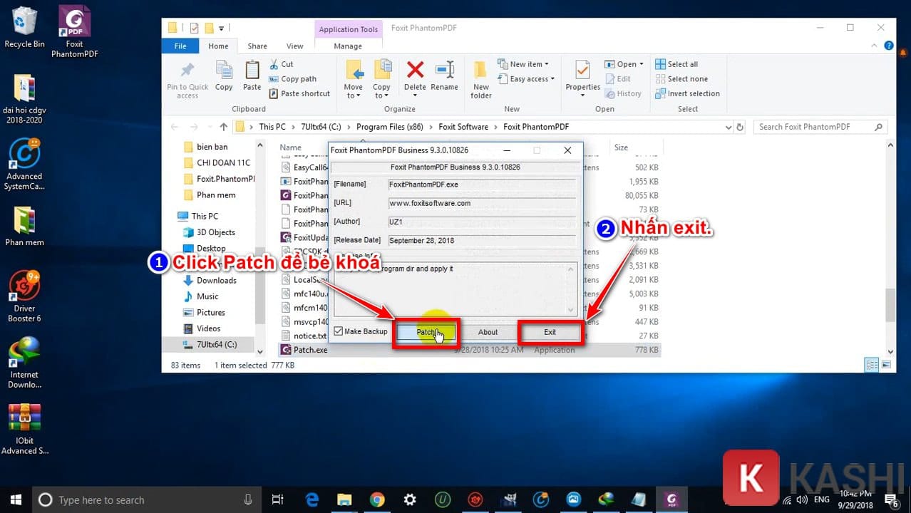 Click Patch và Exit