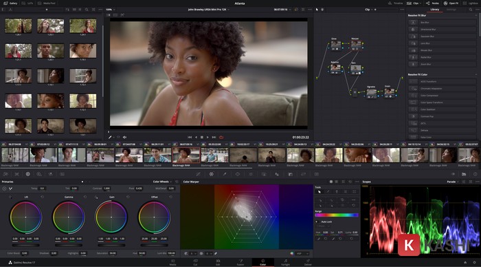 Giao diện phần mềm DaVinci Resolve Studio