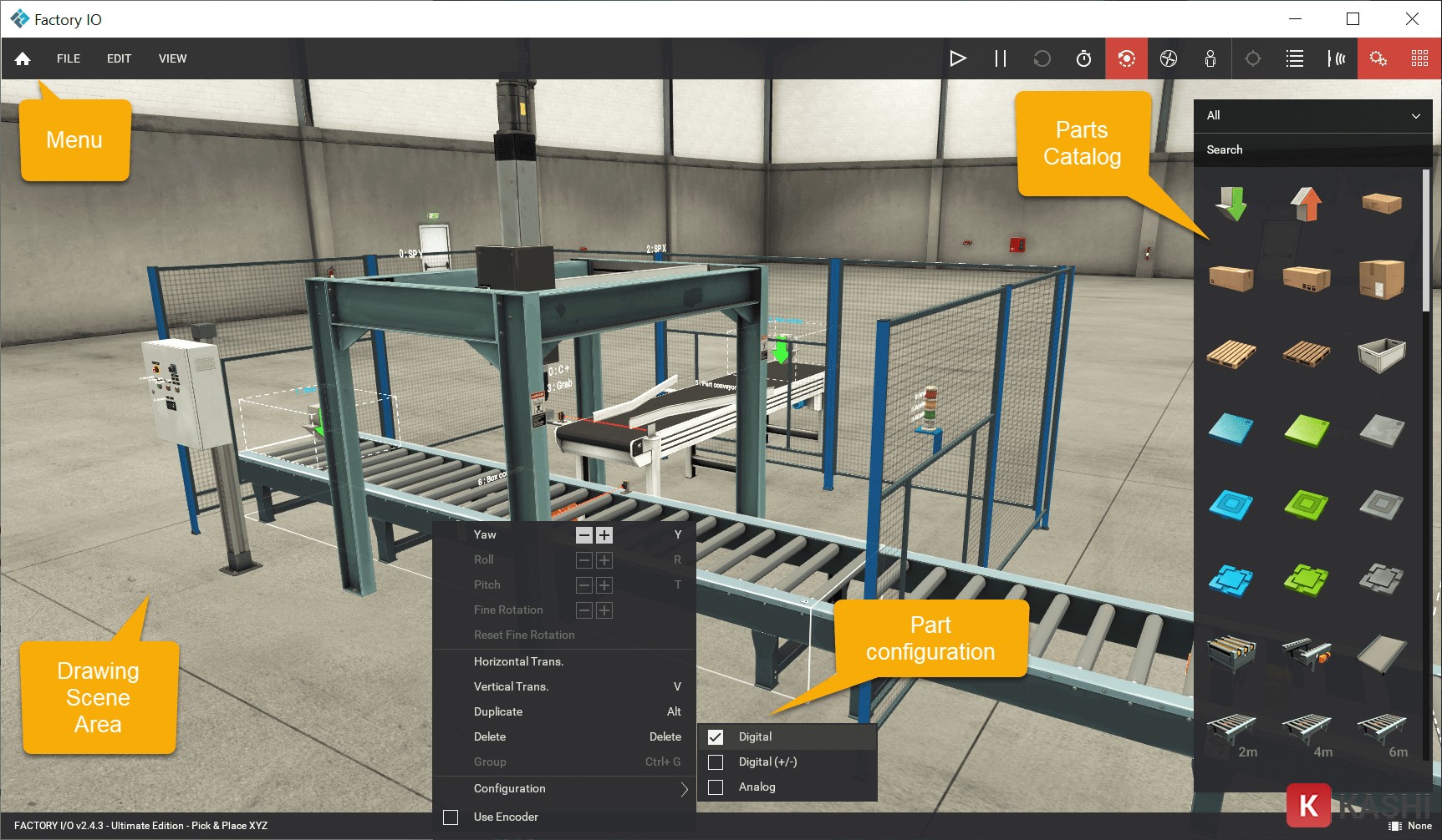 Giao diện phần mềm Factory IO