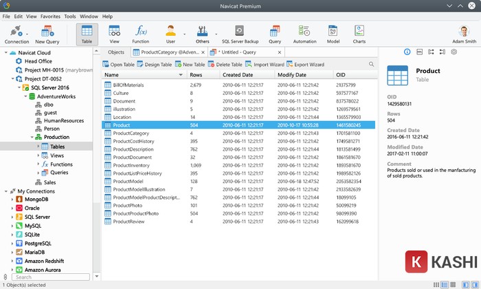 Giao diện phần mềm Navicat