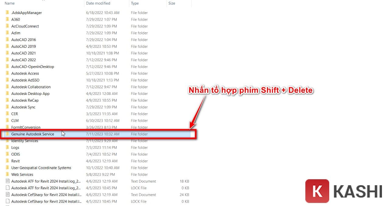 Xoá thư mục Genuine Autodesk Service
