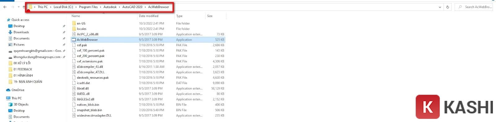 Truy cập thư mục AcWebBrowser.