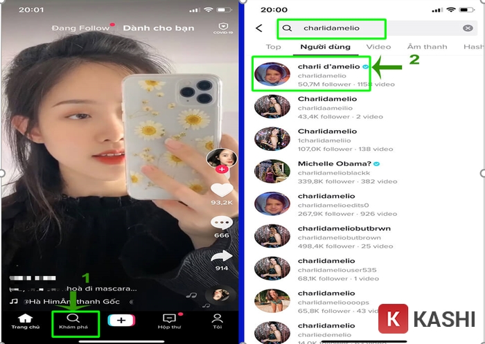 Chọn tài khoản có tích xanh