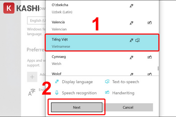 Chuyển đổi ngôn ngữ sang Tiếng Việt