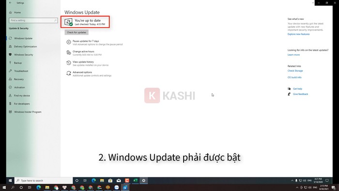 Bật Windows Update