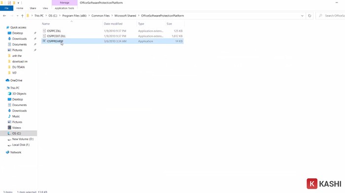 Mở theo đường dẫn như trên. Tại mục “OfficeSoftwareProtectionPlatform”, người dùng nhấn chọn "OSPPREARM"
