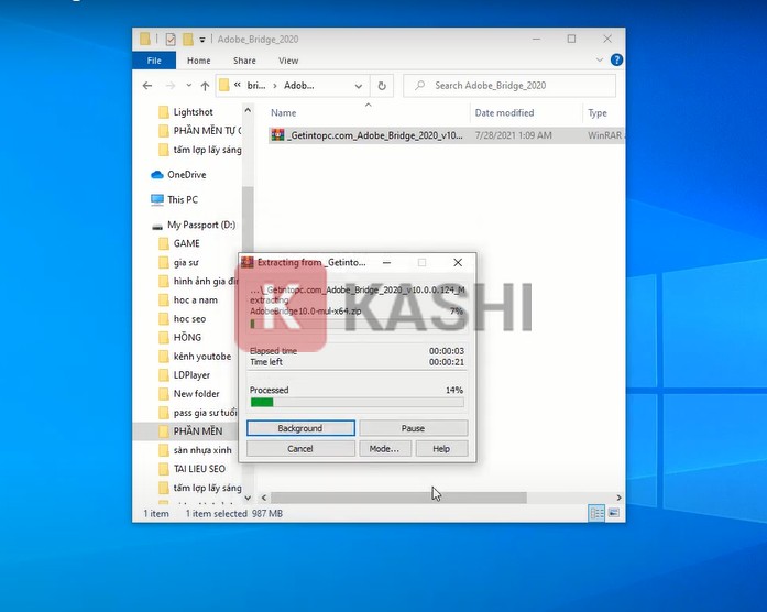Đợi quá trình giải nén hoàn tất