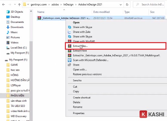 Giải nén file cài đặt InDesign