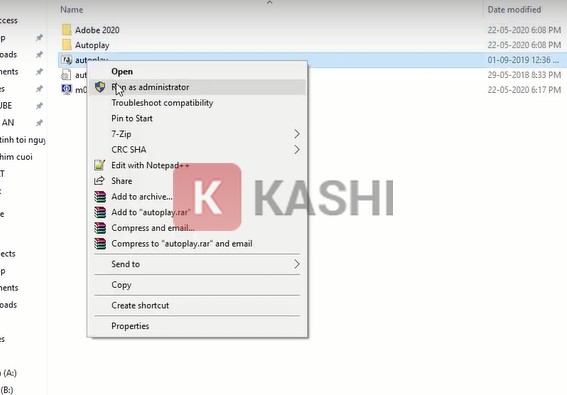 Chạy với quyền quản trị