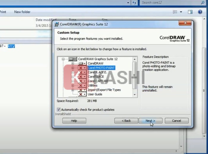 Chọn thành phần cài đặt