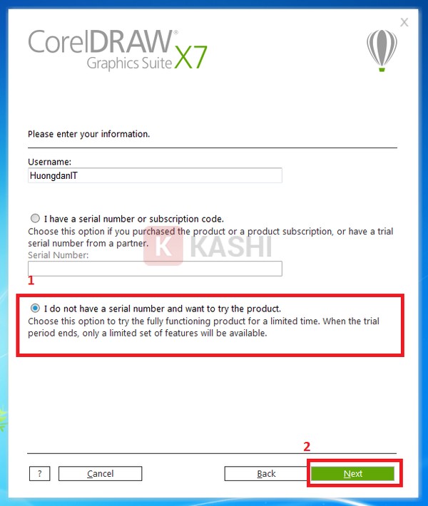 Chọn chế độ dùng thử