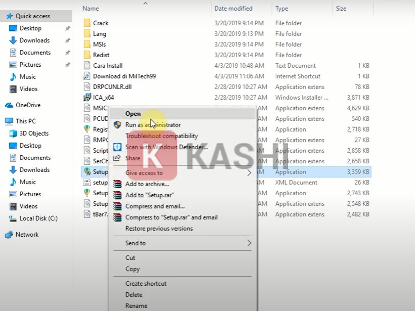 Chạy với quyền quản trị