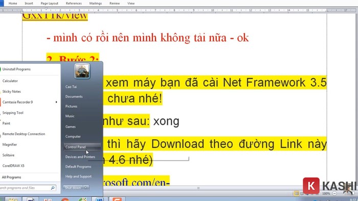 Chọn Control Panel