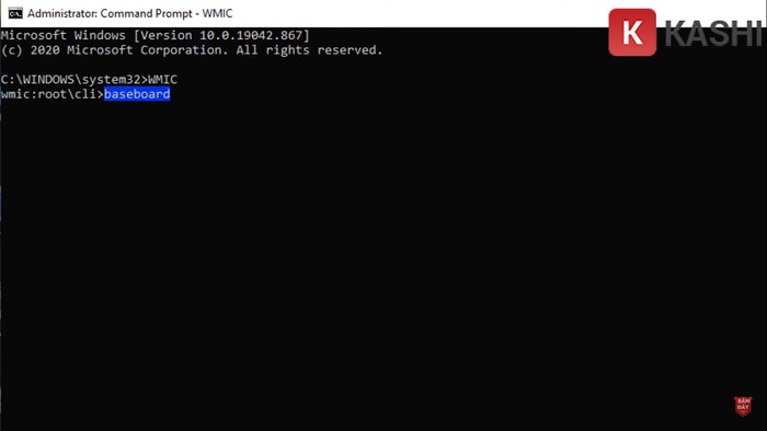Nhập lệnh "baseboard"