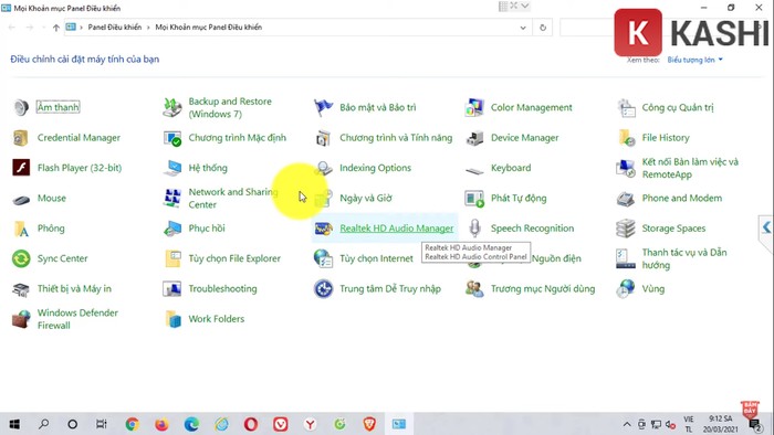 Mở Realtek HD Audio Manager