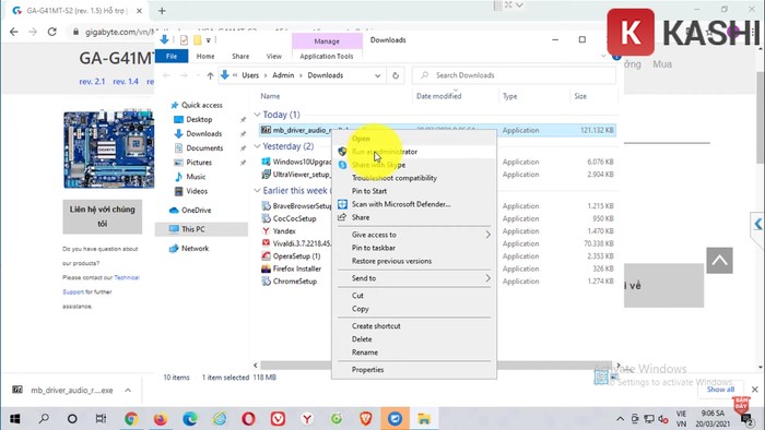 Chạy file cài đặt với quyền quản trị viên