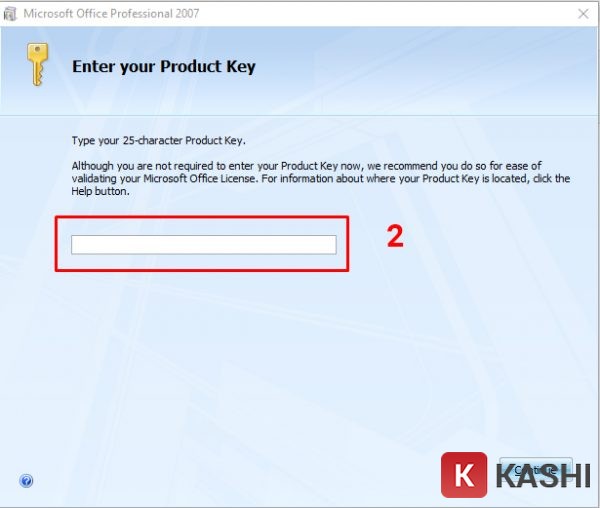 Nhập key kích hoạt Office 2007