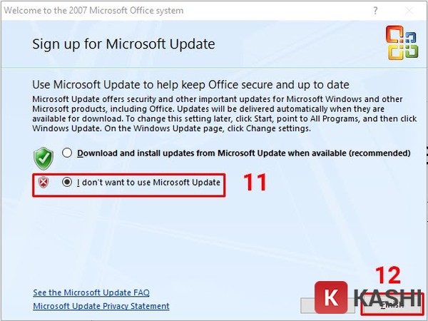 Không sử dụng Microsoft Update