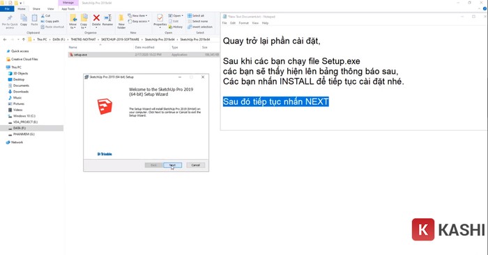 Người dùng nhấn "Next"