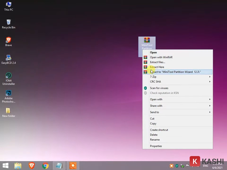 Giải nén file MiniTool Partition Wizard