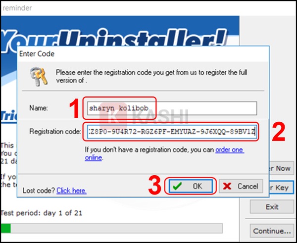 Nhập key bản quyền Your Uninstaller.