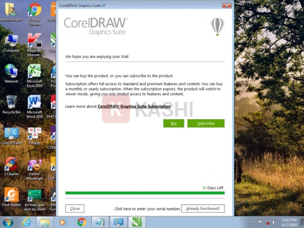 Khởi động lại CorelDRAW X7