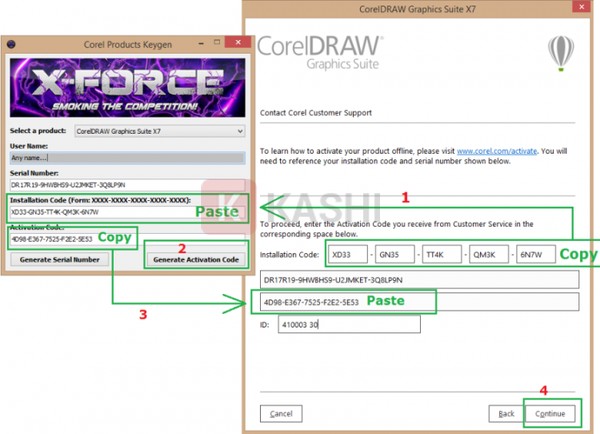 Sao chép và dán mã kích hoạt