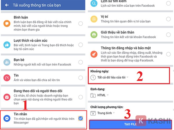 Chọn dữ liệu và khoảng thời gian