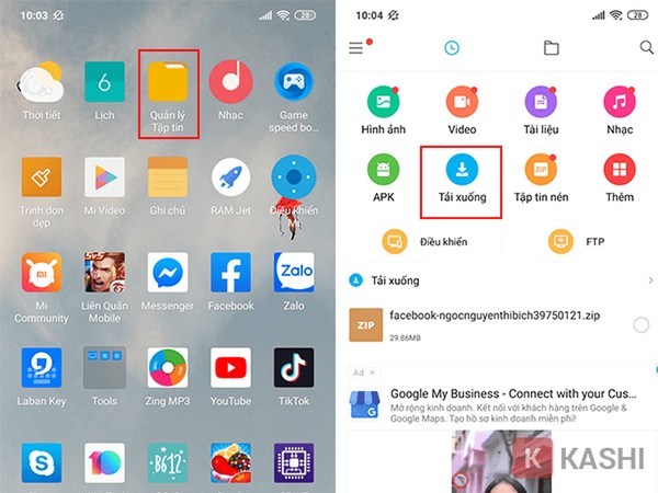 Giải nén file sao lưu