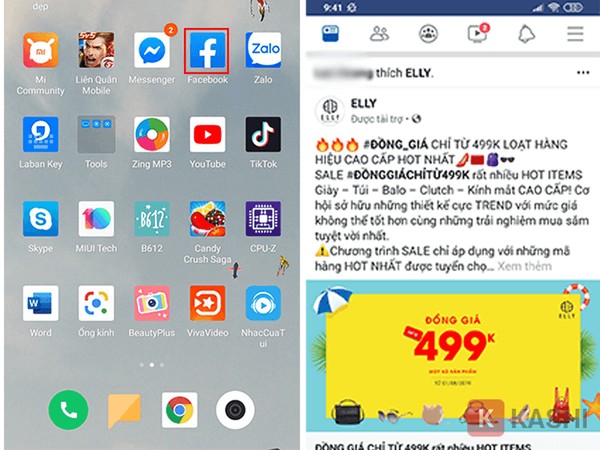 Mở ứng dụng Facebook