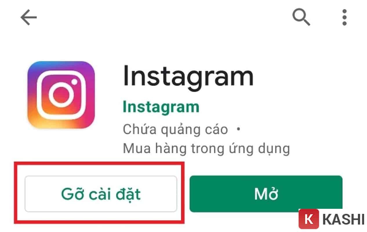 Gỡ cài đặt Instagram