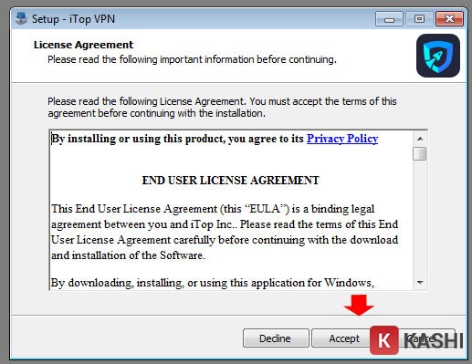 Cài đặt iTop VPN bước 2